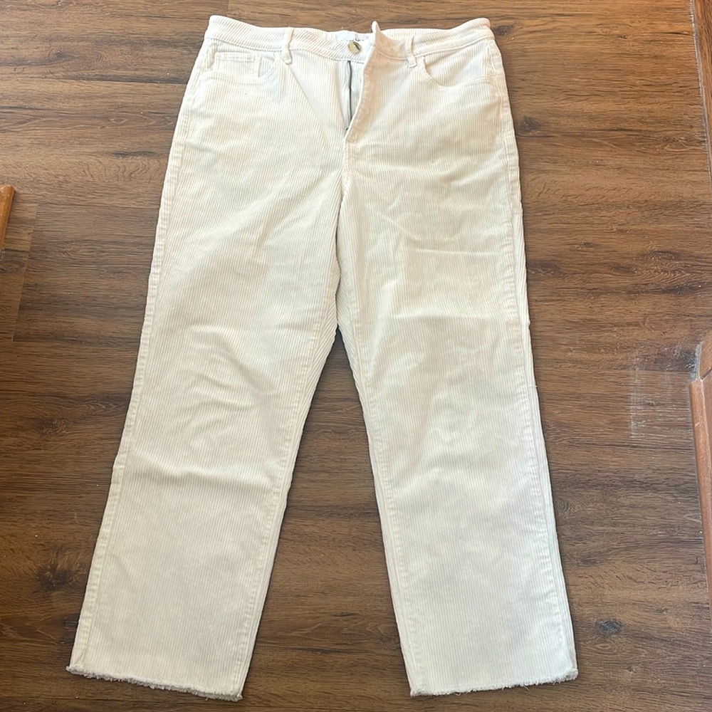 Off White Loft Corduroy Cropped Pants